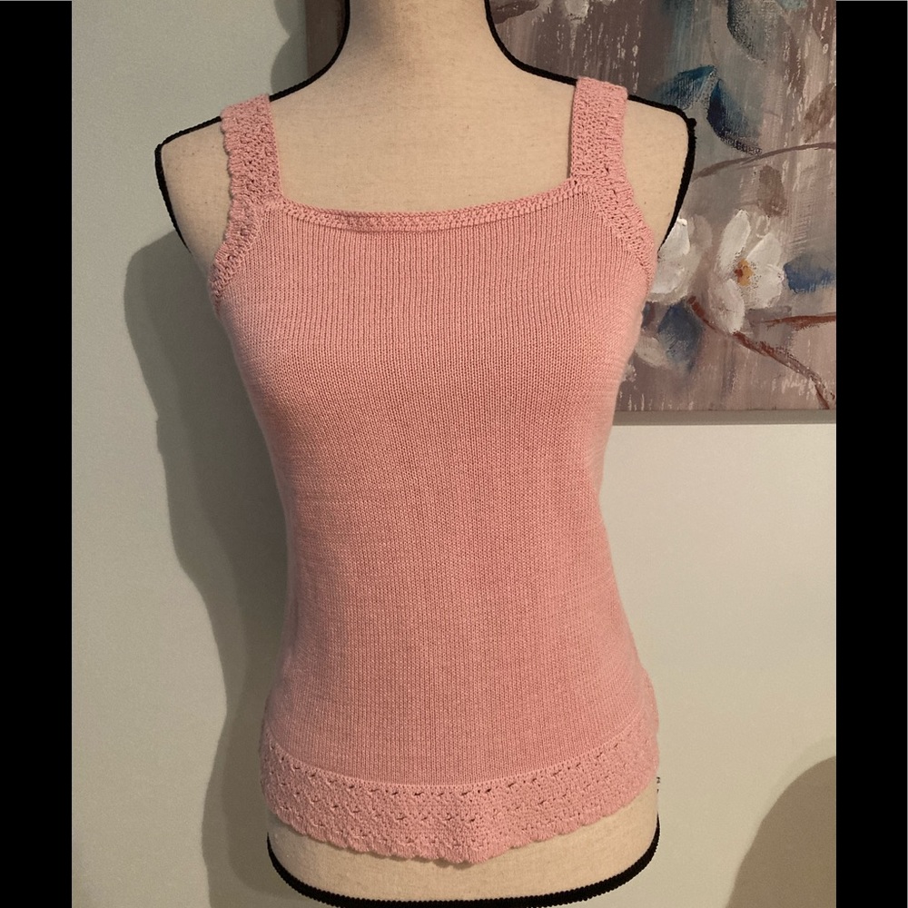 Loft Pink Crochet Sweater Tank - Picture 3 of 5